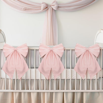 Skiennix Large Pink Bows - 3 Pack Decorative 11 x 23 Inches for Bachelorette & Bridal Showers