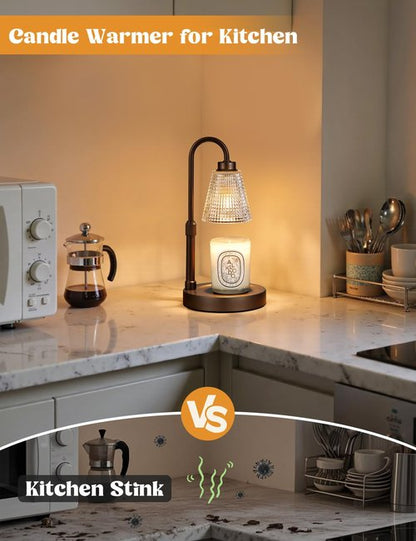 Big Brown Candle Warmer Lamp with Timer, Dimmable Candle Warmer for Home Decor, Height Adjustable Candle Lamp for Jar Candles, Birthday Gifts for Women Mom, House Warming Gifts New Home