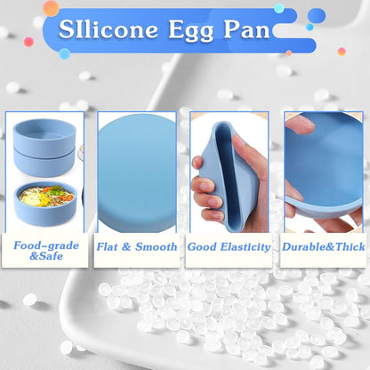 ZHYEEDAA Silicone Egg Molds - 3Pcs Reusable Individual Egg Bite Maker | BPA Free, Dishwasher Safe, Round Blue