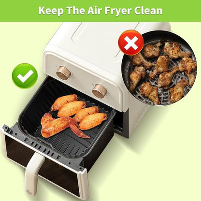 Chefman Air Fryer Silicone Liners - Reusable 3 Pack Baking Accessories for 8QT to 10QT Air Fryers