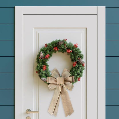 Burlap Wreath Bow - 2PCS Large Rustic Farmhouse Bows for Wreaths & Holiday Decor