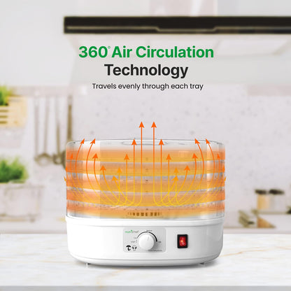 Nutrichef Food Dehydrator Machine - Dehydrate Beef Jerky, Fruits & Veggies | 5 Easy-Clean Trays