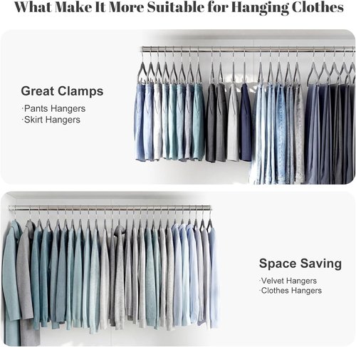 HOUSE DAY Velvet Skirt Hangers - 24 Pack Gray Non-Slip Clip Hangers for Pants & Skirts