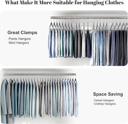 HOUSE DAY Velvet Skirt Hangers - 24 Pack Gray Non-Slip Clip Hangers for Pants & Skirts