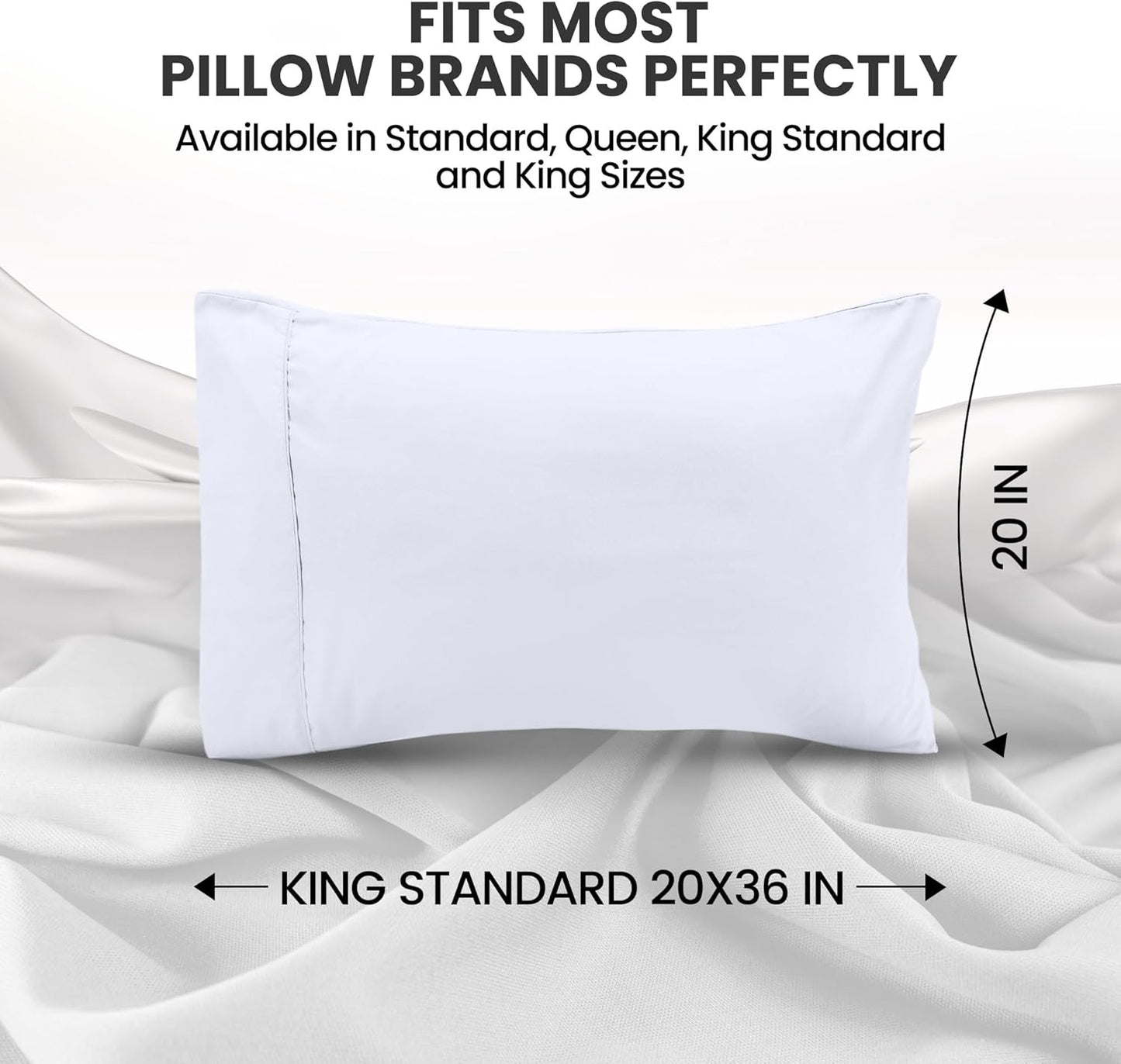 Utopia Bedding King Pillow Covers - Soft Brushed Microfiber 2-Pack | Oeko-TEX Certified, 20x36 Inches (White)