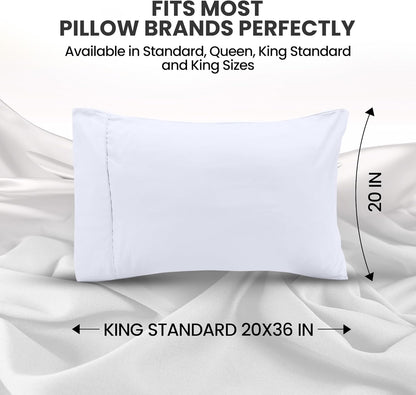 Utopia Bedding King Pillow Covers - Soft Brushed Microfiber 2-Pack | Oeko-TEX Certified, 20x36 Inches (White)