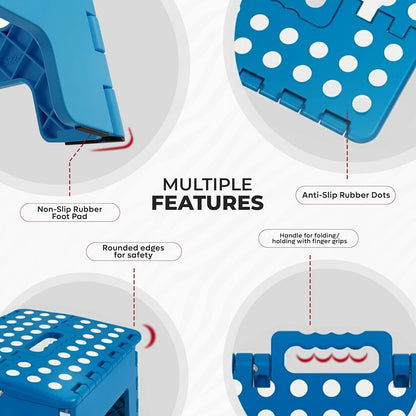 Utopia Home Folding Step Stool - 9-Inch Anti-Slip Collapsible Design - Supports Up to 300 lbs - Blue