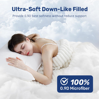 UNIKOME Ultra Soft King Size Pillows Set of 2 - Hotel Collection Luxury 100% Cotton Cover Down Alternative Bed Pillow, Fluffy Pillows for Back, Stomach or Side Sleepers