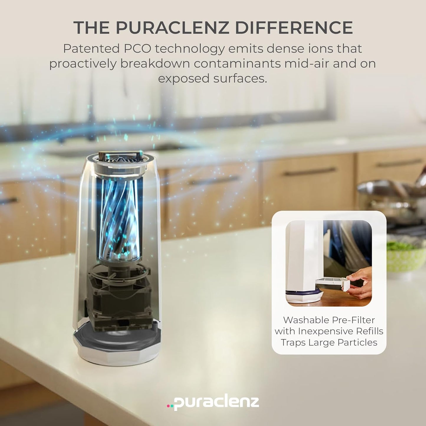 Puraclenz Photon P3000X Air Purifier - Ozone-Free Home & Surface Purification for Up to 3000 Sqft, Removes 99% Pollutants & Odors (White)