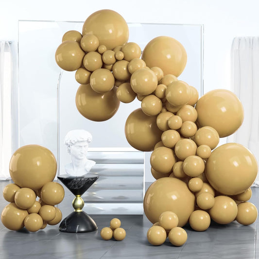 PartyWoo Tan Balloons - 100 Pcs Light Brown Neutral Boho Arch Kit | 5-18 Inch Sizes for Weddings & Parties