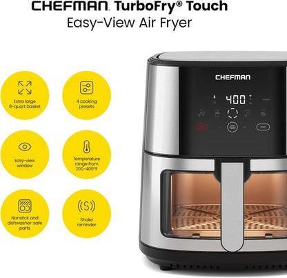 CHEFMAN Easy-View Air Fryer - 8 Qt Family Size with One-Touch Digital Control & Viewing Window