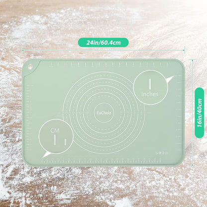Skiennix Silicone Pastry Mat - Extra Thick Non-Stick Baking Mat | 24" x 16" Food Grade Dough Roller