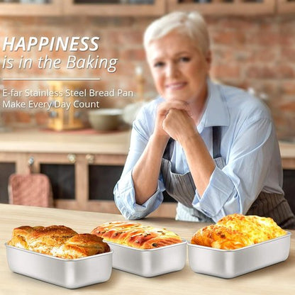 E-far Stainless Steel Loaf Pan Set - 9 x 5 Inch Non-Toxic Bakeware for Bread & Meatloaf | Easy Release & Dishwasher Safe