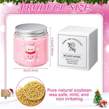 Sumind 12 Pack Christmas Scented Candles Gift Set 3.5oz - 6 Scents, Pink Box Variation: 12+Pink