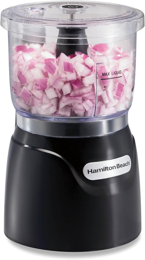 Hamilton Beach Electric Vegetable Chopper - 3-Cup Mini Food Processor, 350 Watts, Black | Perfect for Dicing & Mincing