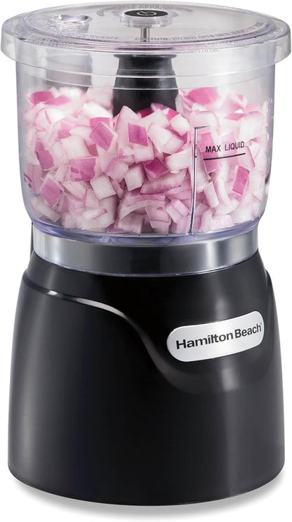 Hamilton Beach Electric Vegetable Chopper - 3-Cup Mini Food Processor, 350 Watts, Black | Perfect for Dicing & Mincing