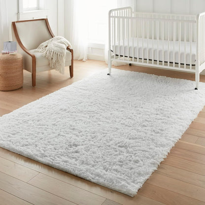 Ophanie 6x9 White Area Rug - Large Fluffy Shag Carpet for Living Room & Bedroom Decor