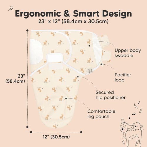 Lil Fawn Organic Baby Swaddle Sleep Sacks | Soft & Snug for Newborns 0-3 Months - 3-Pack