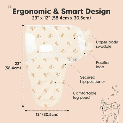 Lil Fawn Organic Baby Swaddle Sleep Sacks | Soft & Snug for Newborns 0-3 Months - 3-Pack