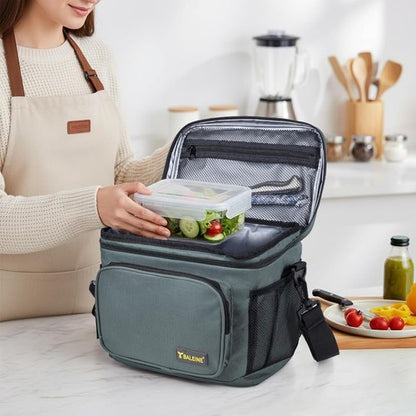BALEINE Insulated Lunch Bag - Leakproof Cooler for Work & Picnic | 22 Can Capacity, Adjustable Strap, Large, Blue