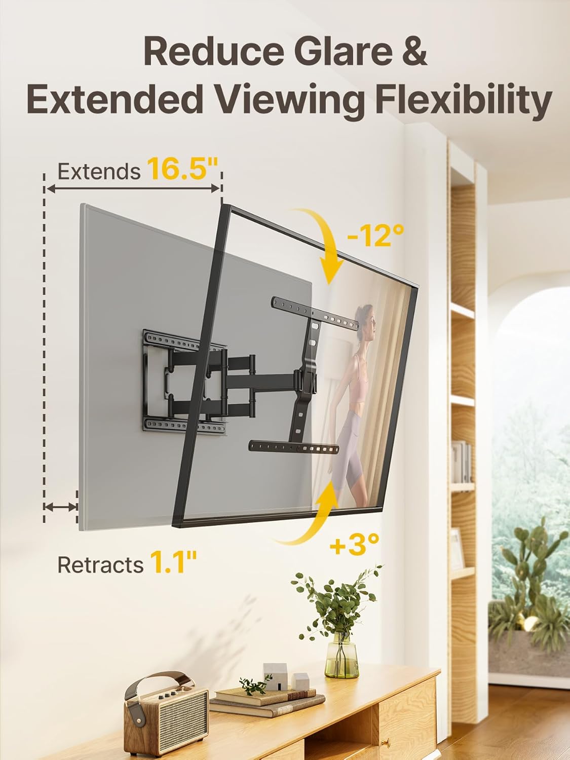monTEK Ultra Slim TV Wall Mount - Full Motion Bracket for 43-90 Inch TVs | 1.1" Thin Design | Dual Swivel Arms | Max VESA 600x400mm | Supports 132lbs