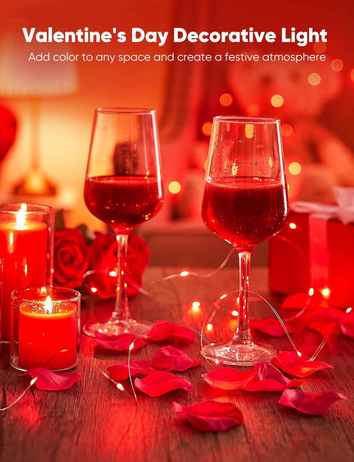 Minetom 12 Pack Red Christmas Lights - 7ft Battery Operated Fairy Lights | 20 LED Waterproof Twinkle Lights for Valentine's Day Decor