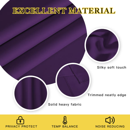 NICETOWN Room Darkening Curtains for Nursery, Grommet Thermal Insulated Light Blocking Window Treatments Sound Reducing for Bedroom, W37 x L72, 2 Panels, Royal Purple
