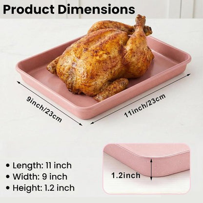 11x9 Non-Stick Baking Pan Set of 3 by [Brand Name] - Pink Rectangular Cake & Brownie Pans for Family Baking