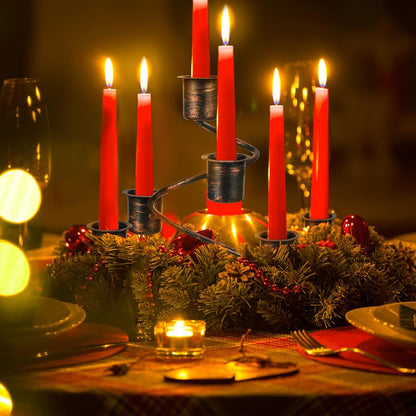 Sliner Christmas Advent Wreath Candle Holders - Rustic Metal Spiral Design | 3-Piece Centerpiece Set