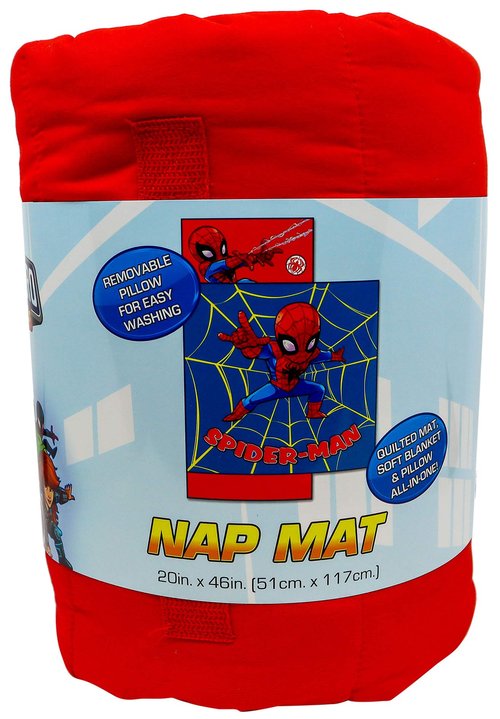 Jay Franco Marvel Spidey Action Nap Mat - Built-in Pillow and Blanket Featuring Spiderman - Super Soft Microfiber Kids'/Toddler/Children's Bedding, Ages 3-5