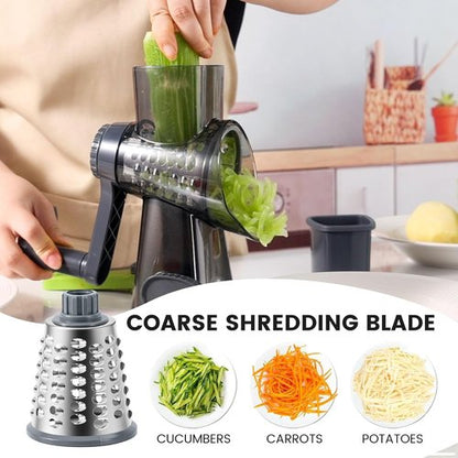 HANSGO Rotary Cheese Grater - Hand Crank Shredder with 3 Metal Blades & Non-Slip Base | Kitchen Gadget for Cheese & Veggies