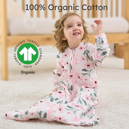 Yoofoss Baby Sleep Sack - 100% Cotton Long Sleeve Wearable Blanket for Infants 6-12 Months | 2-Way Zipper, 0.5 Tog