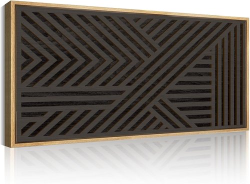 IARTTOP Extra Large Black Wood Wall Art - 20x40 Inch Framed Abstract Geometric Decor for Modern Spaces