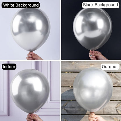 PartyWoo Metallic Silver Balloons - 50 Pcs 12 Inch | Perfect for Wedding & Birthday Decorations