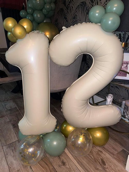 10 Balloons Number - 10th Birthday Decorations for Boys & Girls | Cream 40-Inch Balloons for Celebrations