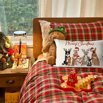 Merry Christmas Dog Throw Pillow Cover 12x20 – Variation: Dogs | Home Decor