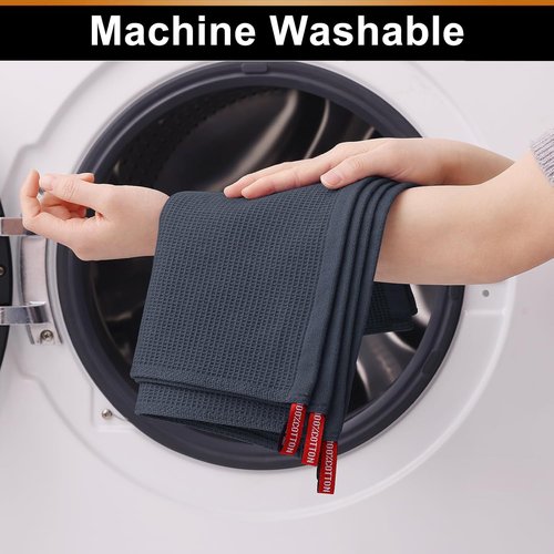 Homaxy 100% Cotton Waffle Weave Dish Cloths - Soft, Absorbent 6-Pack | Quick Dry Dark Grey 12 x 12 Inches