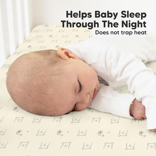 KeaBabies Organic Crib Sheets - 2-Pack Fitted Jersey Cotton for Boys & Girls | Soft, Breathable, Cute Prints (Bumble Bear) 52x28