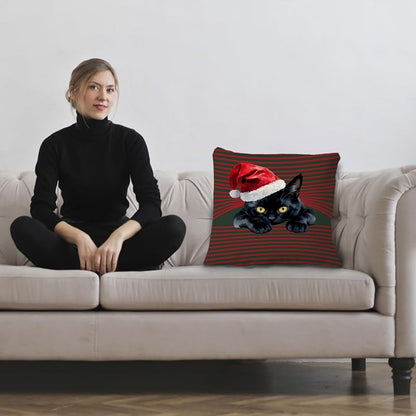 Cat-Pillow Covers 18x18 - Christmas Red Green Decor, Exqcom Variation Cat-pillow Covers-c