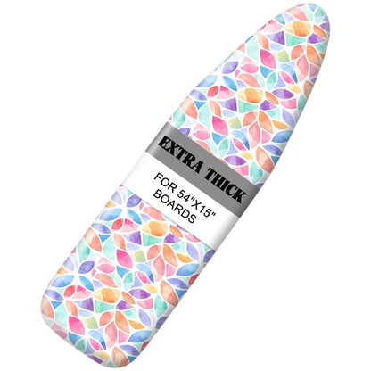 Ironing Board Cover 15"x54", Standard Size Replacement Iron Board Covers with Thick Padding, Heavy Duty Non-Slip Board Cover Fitted with Elastic Edges and Velcro Straps