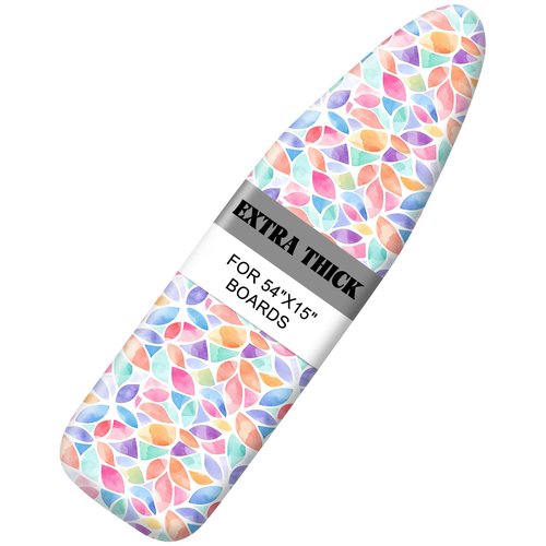 Ironing Board Cover 15"x54", Standard Size Replacement Iron Board Covers with Thick Padding, Heavy Duty Non-Slip Board Cover Fitted with Elastic Edges and Velcro Straps