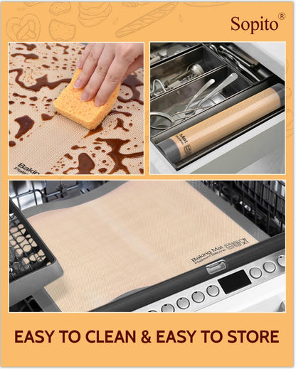 Sopito Silicone Baking Mat - Non-Stick, Food Safe & Reusable | 5-Piece Set for Half & Quarter Sheet Trays, Grey