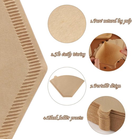 160 Count Unbleached Natural #4 Cone Coffee Filters | Compatible with Ninja Coffee Makers