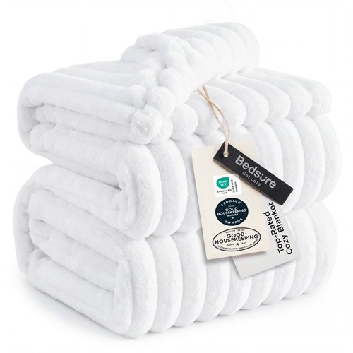 Bedsure GentleSoft White Full Blanket for Bed - Cozy Soft Blankets for Women, Cute Large Throws for Girls, Bright White, 84x90 Inches