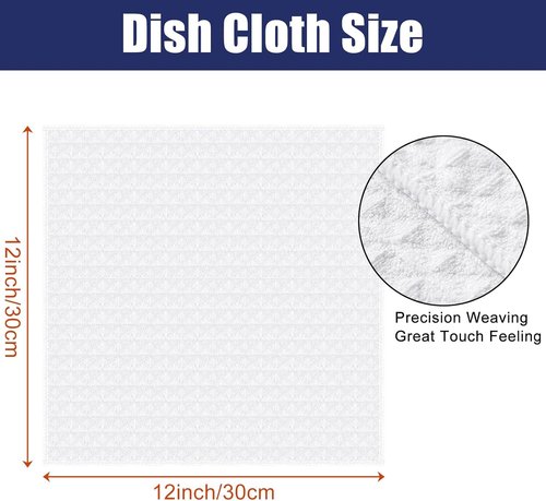 Homaxy Microfiber Dish Cloths - Ultra Absorbent Waffle Weave Kitchen Towels | 12x12 Inch, 6 Pack, White