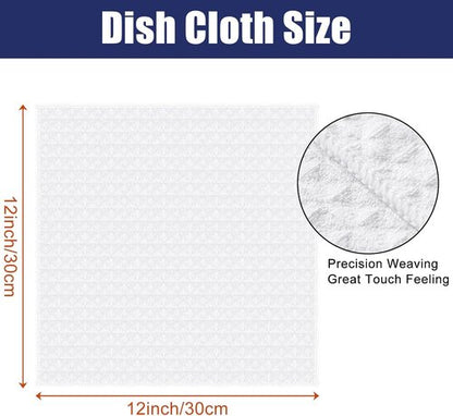 Homaxy Microfiber Dish Cloths - Ultra Absorbent Waffle Weave Kitchen Towels | 12x12 Inch, 6 Pack, White