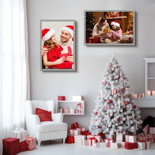 Frametory, 20x30 Poster Frame Grey Distressed Grain Style Frames for 30 by 20 Picture or Photo- Wide Moulding Design with Acrylic Glass - Wall Display Hanging(2 Pack)