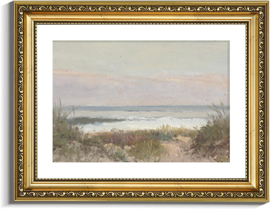 VIYYIEA Gold Framed Canvas Print - Coastal Scenery Wall Art for Home Decor | 11x14in
