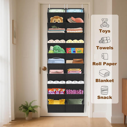 UVIAHOMI Over The Door Shoe Organizer - 10-Tier Clear Pocket Storage for Sneakers, Boots & Heels - Black