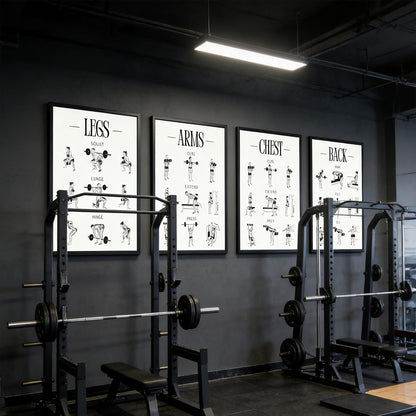 Skiennix Fitness Exercises Wall Art - Dumbbell Workout Poster for Gym & Home Decor | Strength Training Design